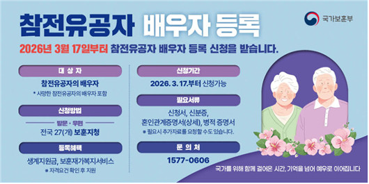 º¸ÈƺÎ, ¡®ÂüÀüÀ¯°øÀÚ ¹è¿ìÀÚ µî·Ï...»ý°èÁö¿ø..